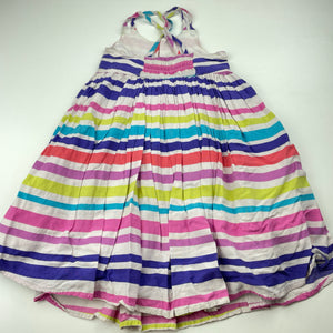 Girls M&S, cotton lined striped summer dress, discolouration, FUC, size 1, L: 53cm