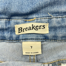 Load image into Gallery viewer, Girls Breakers, stretch denim overalls / shortalls, FUC, size 7,  