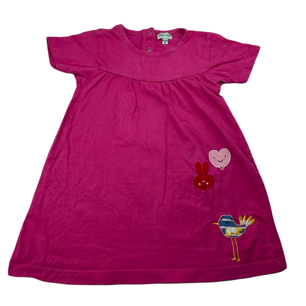 Girls Lilly + Sid, pink cotton casual dress, GUC, size 2, L: 47cm