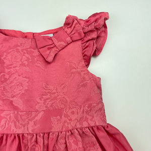 Girls Mini Club, lined floral coral party dress, GUC, size 1, L: 47cm