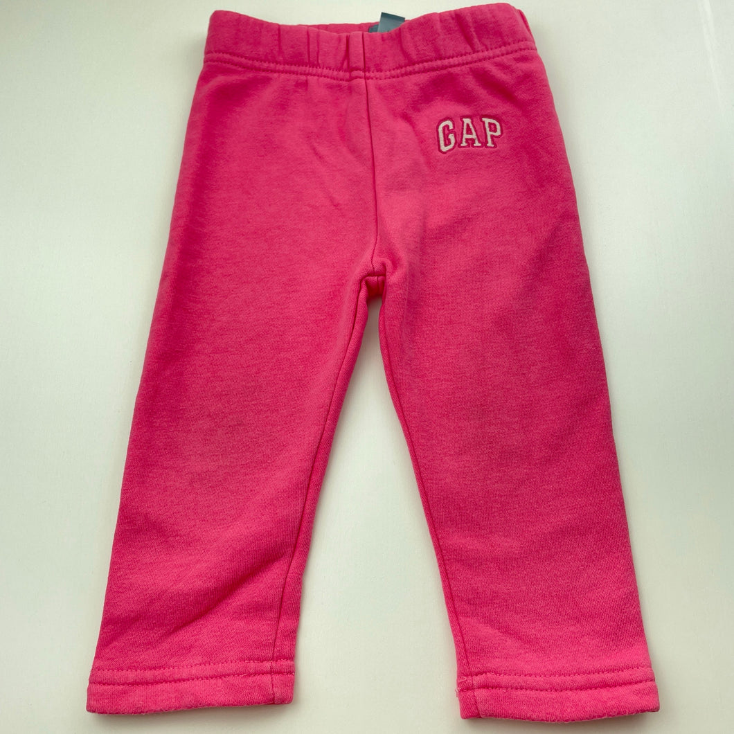 Girls GAP, pink fleece lined track pants, elasticated, Inside leg: 24cm, FUC, size 2,  