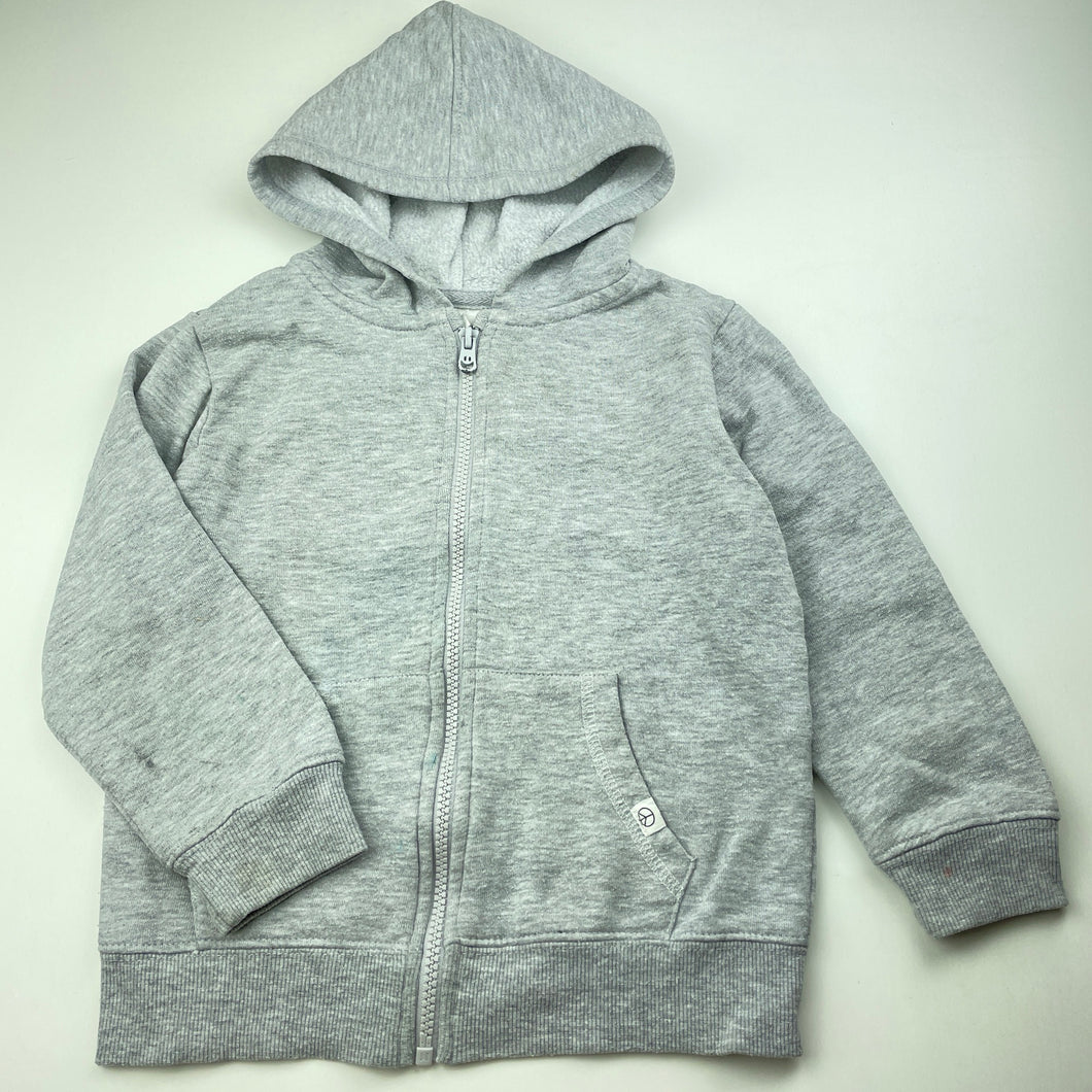 Boys Cotton On, grey marle zip hoodie sweater, FUC, size 5,  