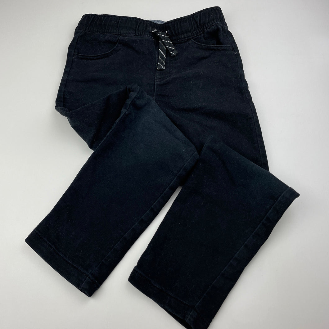Boys Anko, black casual pants, elasticated, Inside leg: 44.5cm, FUC, size 5,  