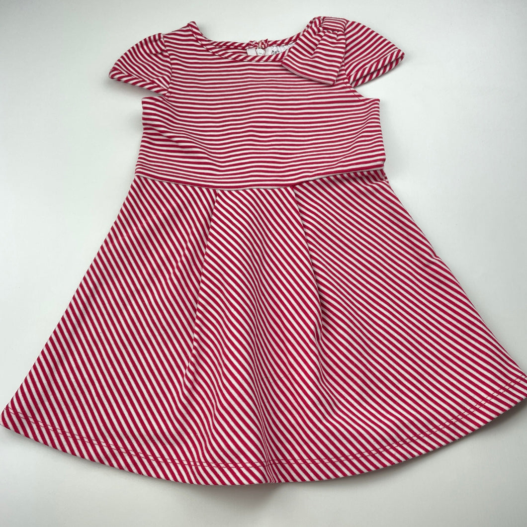 Girls Origami, red & white stripe short sleeve dress, EUC, size 1, L: 45cm