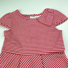 Load image into Gallery viewer, Girls Origami, red &amp; white stripe short sleeve dress, EUC, size 1, L: 45cm