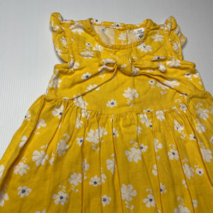 Girls LC Waikiki, yellow floral cotton dress, EUC, size 1, L: 41cm