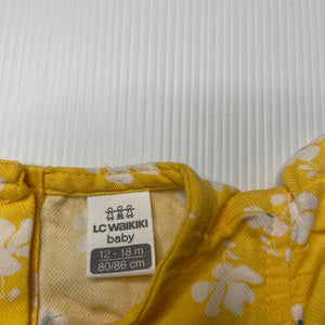 Girls LC Waikiki, yellow floral cotton dress, EUC, size 1, L: 41cm