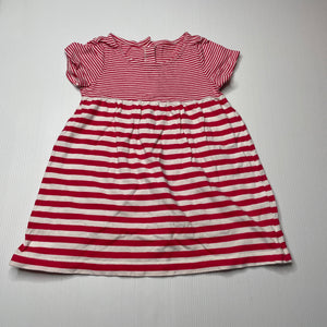 Girls Mothercare, red & white stripe cotton dress, EUC, size 1, L: 42cm