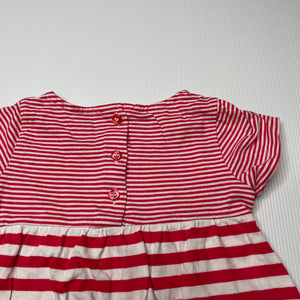 Girls Mothercare, red & white stripe cotton dress, EUC, size 1, L: 42cm