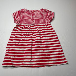 Girls Mothercare, red & white stripe cotton dress, EUC, size 1, L: 42cm