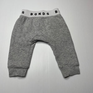 unisex Bonds, grey fleece lined track pants, elasticated, EUC, size 00,  