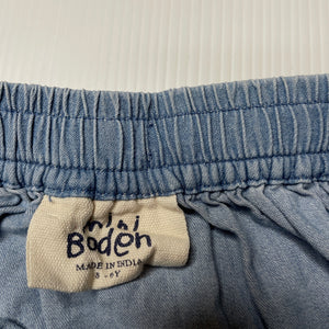 Girls Mini Boden, blue chambray cotton skirt, elasticated, L: 31cm, FUC, size 5-6,  