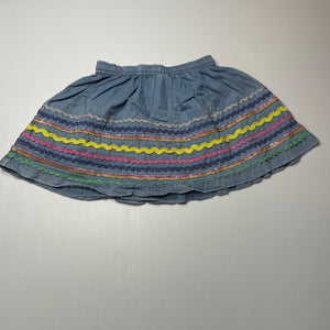 Girls Mini Boden, blue chambray cotton skirt, elasticated, L: 31cm, FUC, size 5-6,  