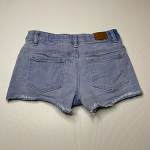 Girls Just Jeans, distressed stretch denim shorts, adjustable, GUC, size 10,  