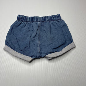 unisex Bonds, knit denim shorts, elasticated, FUC, size 1,  
