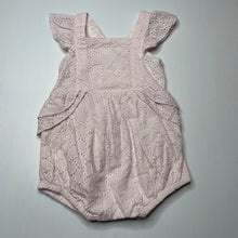 Load image into Gallery viewer, Girls Origami, lined broderie cotton summer romper, GUC, size 0,  