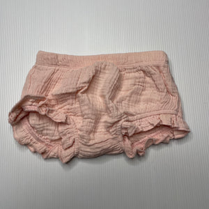 Girls PL Baby, pink crinkle cotton shorts, elasticated, GUC, size 00,  