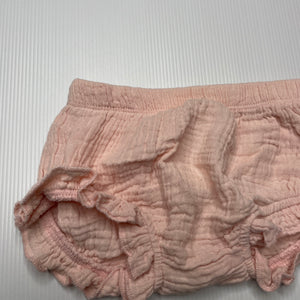 Girls PL Baby, pink crinkle cotton shorts, elasticated, GUC, size 00,  