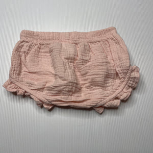 Girls PL Baby, pink crinkle cotton shorts, elasticated, GUC, size 00,  