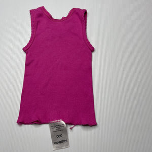 Girls Higgledee, pink ribbed cotton singlet top, GUC, size 000,  