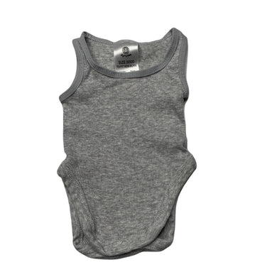 unisex Dymples, grey ribbed cotton singletsuit / romper, EUC, size 0000,  