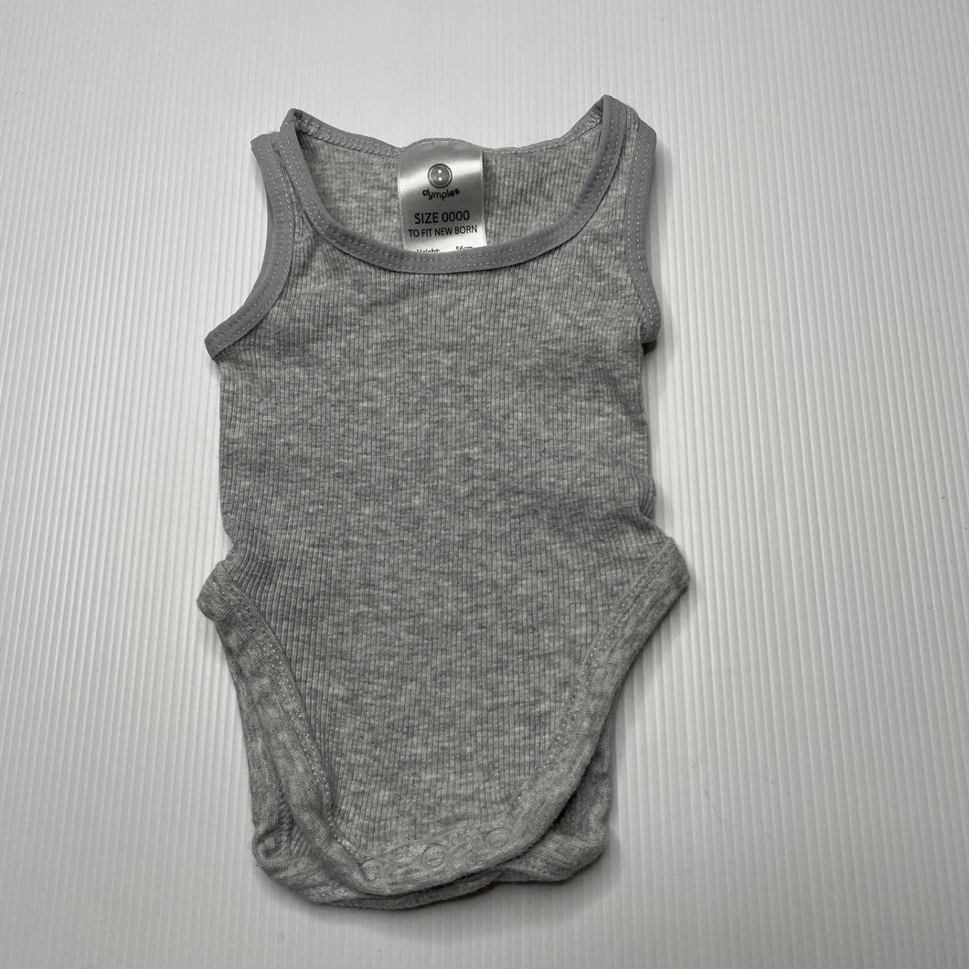 unisex Dymples, grey ribbed cotton singletsuit / romper, EUC, size 0000,  