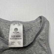 Load image into Gallery viewer, unisex Dymples, grey ribbed cotton singletsuit / romper, EUC, size 0000,  