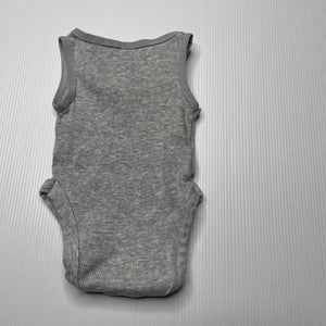 unisex Dymples, grey ribbed cotton singletsuit / romper, EUC, size 0000,  