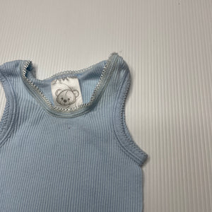 unisex Target, blue ribbed cotton singlet top, GUC, size 0000,  