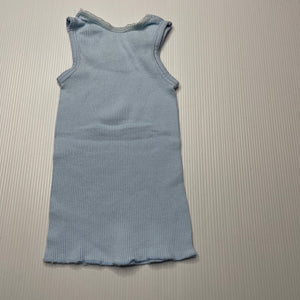 unisex Target, blue ribbed cotton singlet top, GUC, size 0000,  