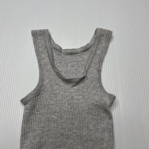 unisex Bonds, grey ribbed cotton singlet top, GUC, size 0000,  