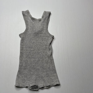 unisex Bonds, grey ribbed cotton singlet top, GUC, size 0000,  