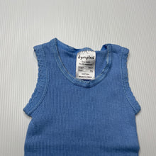 Load image into Gallery viewer, unisex Dymples, blue ribbed cotton singlet top, EUC, size 0000,  