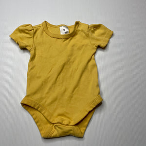 Girls Target, yellow cotton bodysuit / romper, EUC, size 000,  