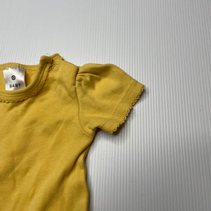 Girls Target, yellow cotton bodysuit / romper, EUC, size 000,  