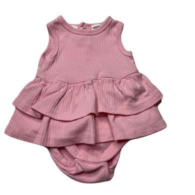 Girls Dymples, tiered ribbed cotton romper, GUC, size 000,  