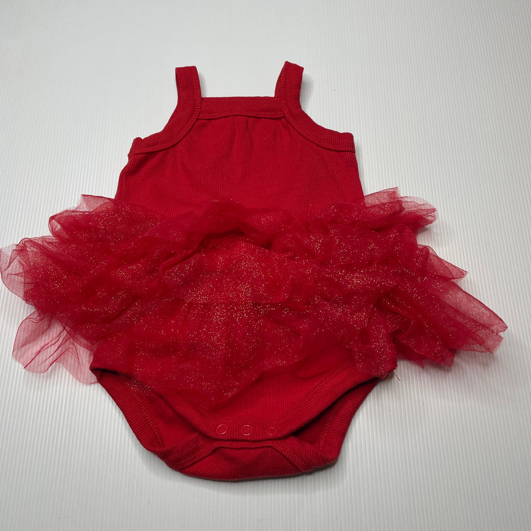 Girls Baby Baby, red ribbed tutu romper, EUC, size 0,  