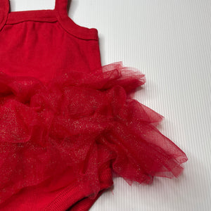 Girls Baby Baby, red ribbed tutu romper, EUC, size 0,  