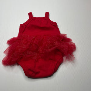 Girls Baby Baby, red ribbed tutu romper, EUC, size 0,  