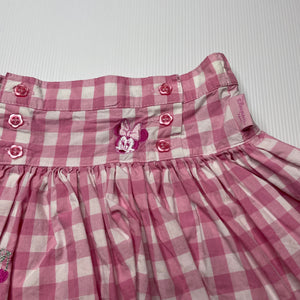 Girls DIsney, Minnie Mouse checked cotton skirt, elasticated, L: 22cm, EUC, size 1-2,  