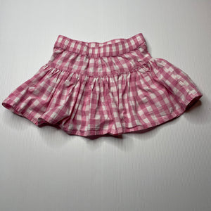 Girls DIsney, Minnie Mouse checked cotton skirt, elasticated, L: 22cm, EUC, size 1-2,  