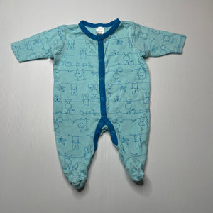 unisex Bonds, blue cotton coverall / romper, FUC, size 000,  