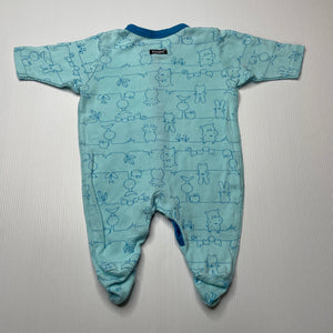 unisex Bonds, blue cotton coverall / romper, FUC, size 000,  