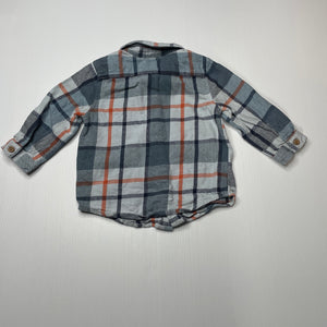 Boys Baby Berry, checked flannel cotton long sleeve shirt, GUC, size 1,  
