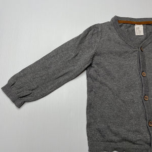 unisex H&M, grey knitted cotton cardigan / sweater, GUC, size 1,  