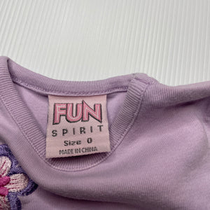 Girls Fun Spirit, embroidered cotton t-shirt / top, FUC, size 0,  