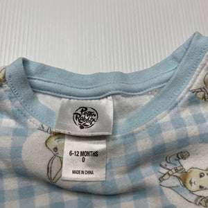 unisex Peter Rabbit, checked cotton t-shirt / top, GUC, size 0,  