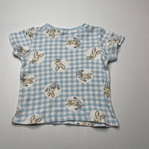 unisex Peter Rabbit, checked cotton t-shirt / top, GUC, size 0,  