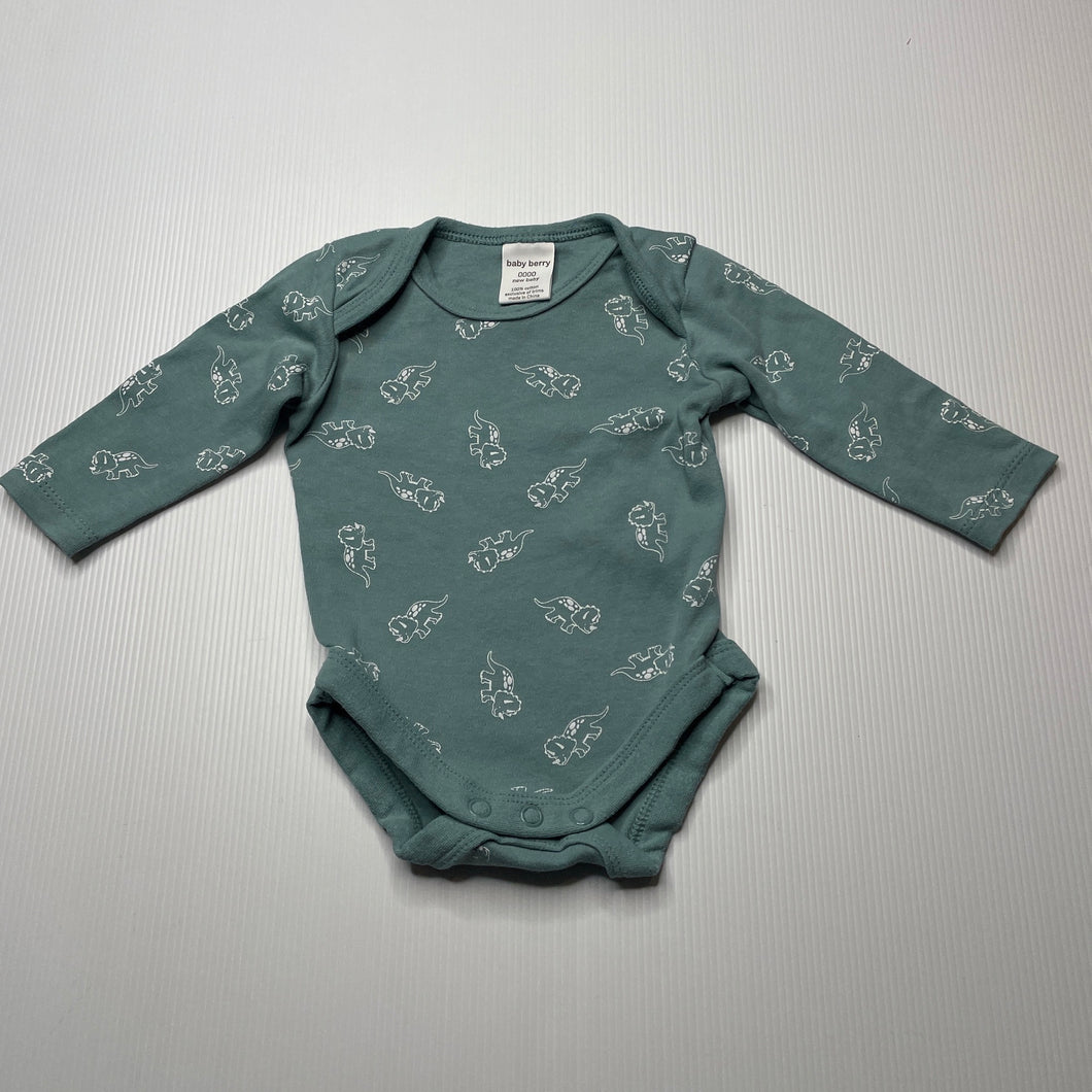 unisex Baby Berry, cotton bodysuit / romper, dinosaurs, GUC, size 0000,  