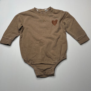 unisex Cotton On, brown cotton bodysuit / romper, FUC, size 1,  